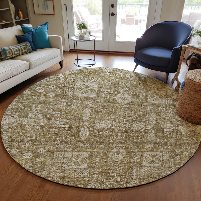 Floral Indoor / Outdoor Rug, Round 8'