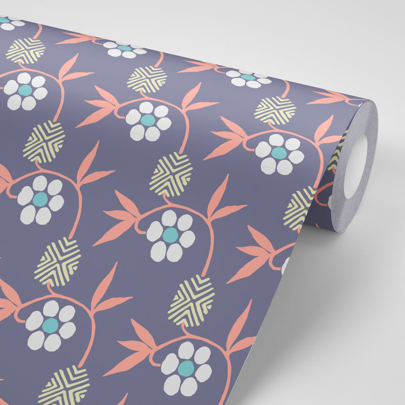 Rouleau de papier peint Nomad Kimono, Prune poussière, L 24 po x L 10 pi