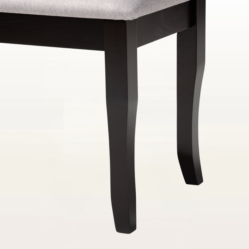 Luncsford Bench in Grey Fabric Upholstery & Dark Brown Finished Wood, 18.9'' H X 47.8'' W X 16.1'' D, Gray/Black