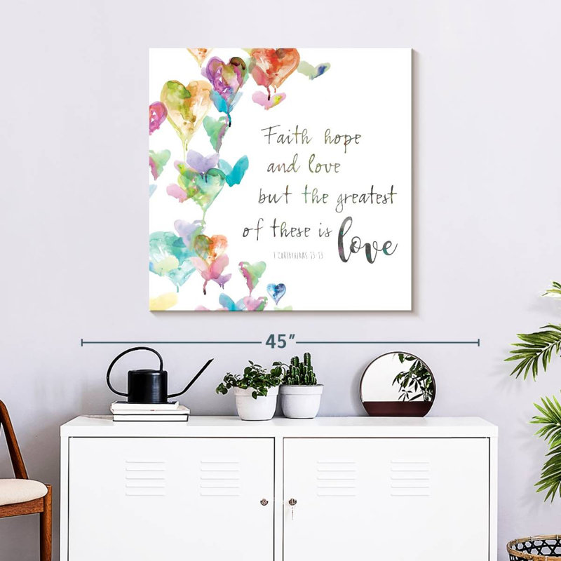 Faith Hope and Love, H 30 po x l 30 po