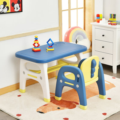 Zoomie Kids Kids Dinosaur Table And Chair Set Activity Study Desk W/ Building Blocks by Zoomie Kids