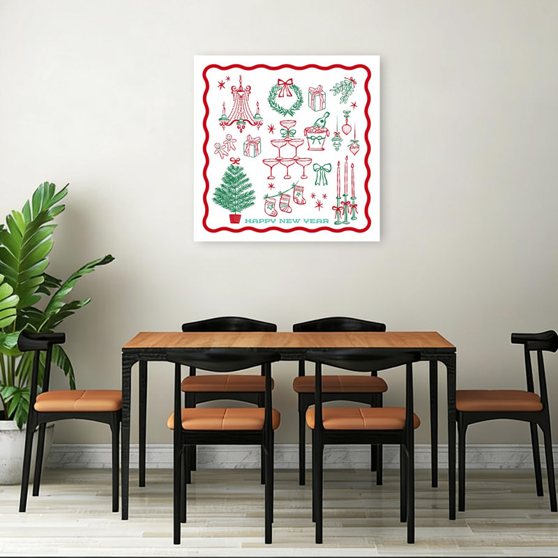 Affiche murale festive pour le Nouvel An : sapin de Noël classique rétro traditionnel, paysage d'hiver, H 36 po x l 36 po