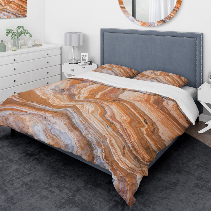 Ensemble de housse de couette à roche colorée designart detailed, Housse de couette grand + 2 taies décoratives