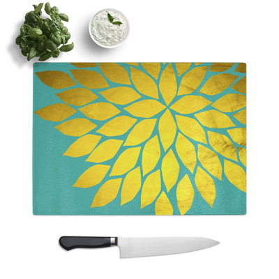 Abstract Leaves No.1 Gold Chopping Board