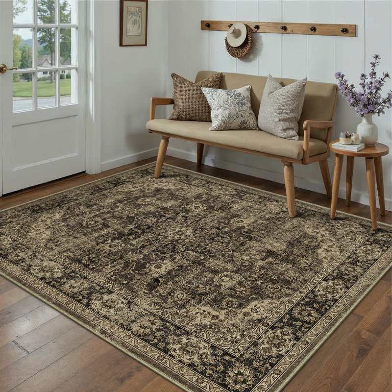 Kimbolton Oriental Machine Washable Area Rug For Living Room With Non-Slip Backing, Rectangle 5' x 7'