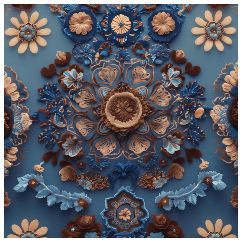 Tapisserie murale à broderie florale complexe - Broderie murale, H 104 po x 88 avec 4 œillets