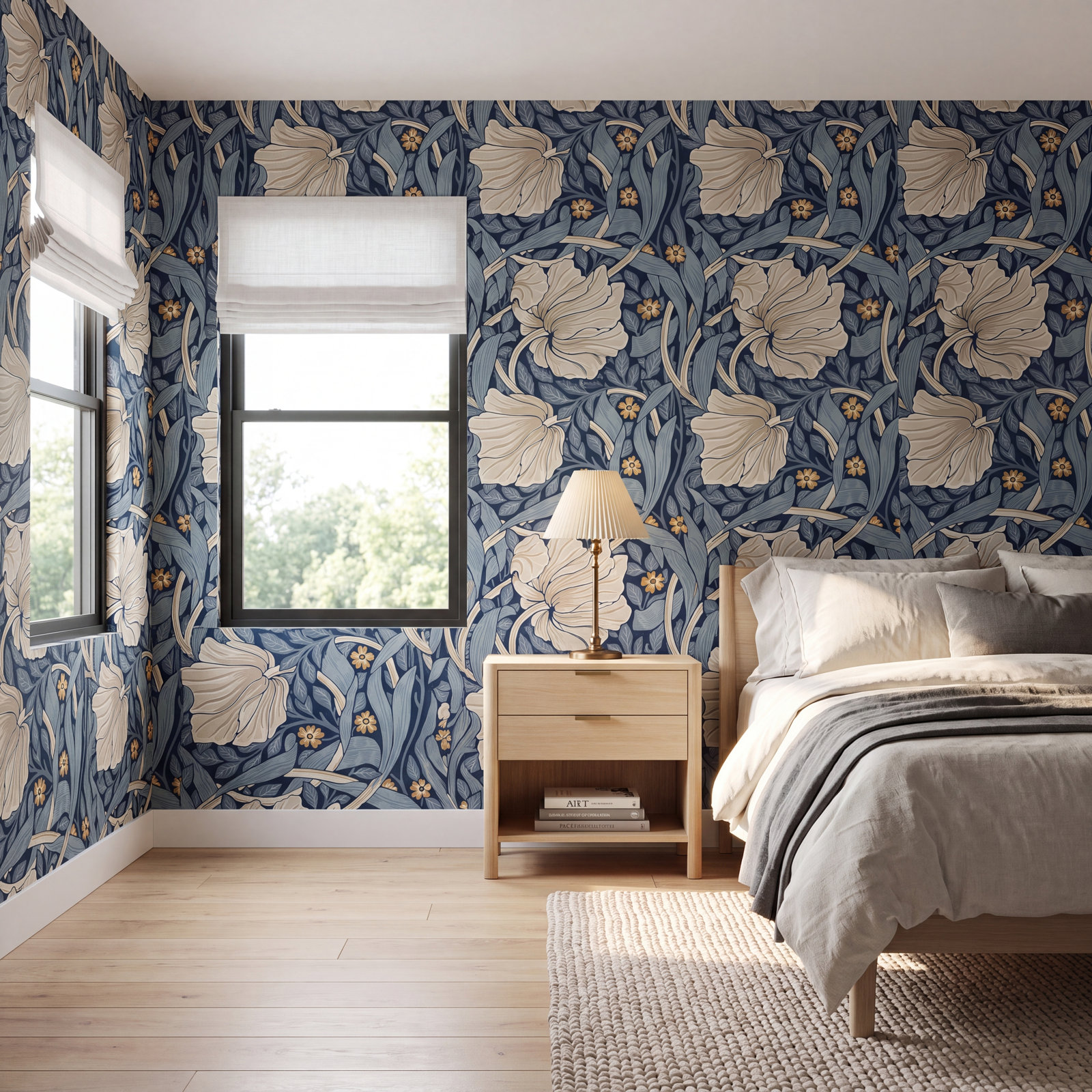 Nilda Floral Wallpaper, Pimpernel Blue