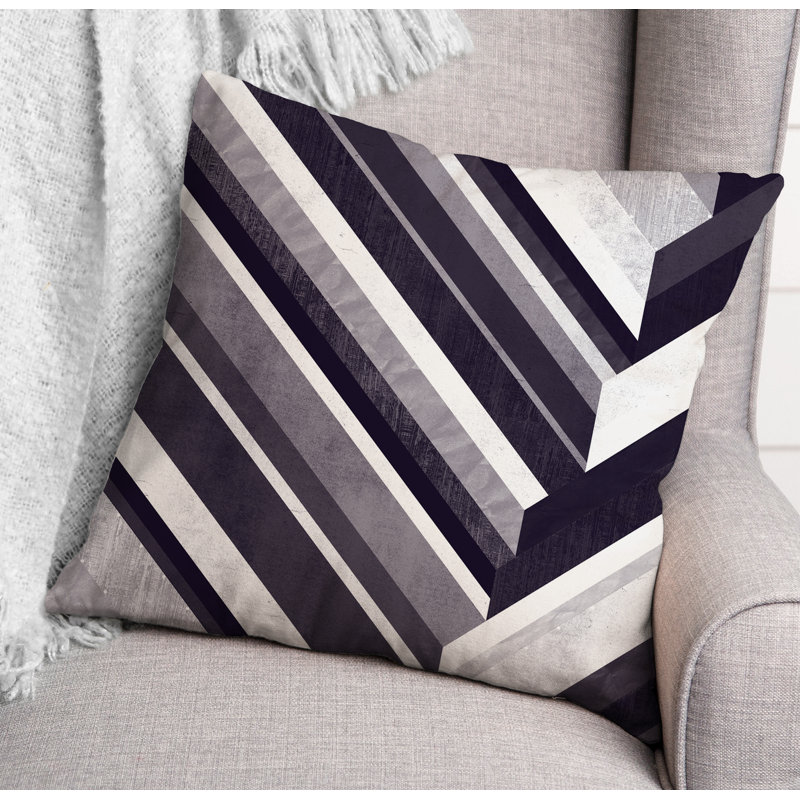 Coussin décoratif intérieur / extérieur à rayures, Bleu marine