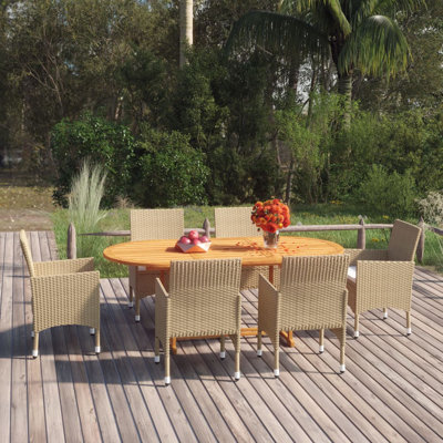 Mobilier d'extérieur en rotin poly 7 pièces