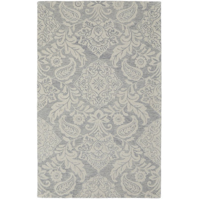 Armando Floral Handmade Tufted Cotton Ivory/Gray Area Rug