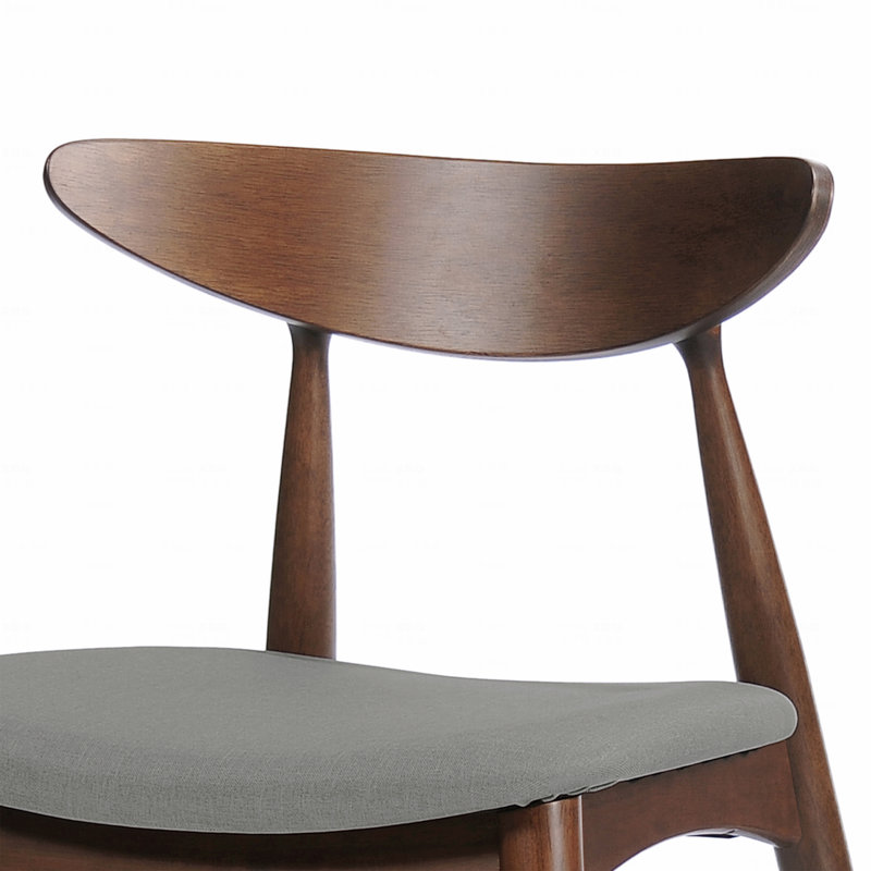 Ensemble de 2 chaises rétro en bois d'hévéa avec dossier ergonomique et coussins moelleux, Gris, Noyer