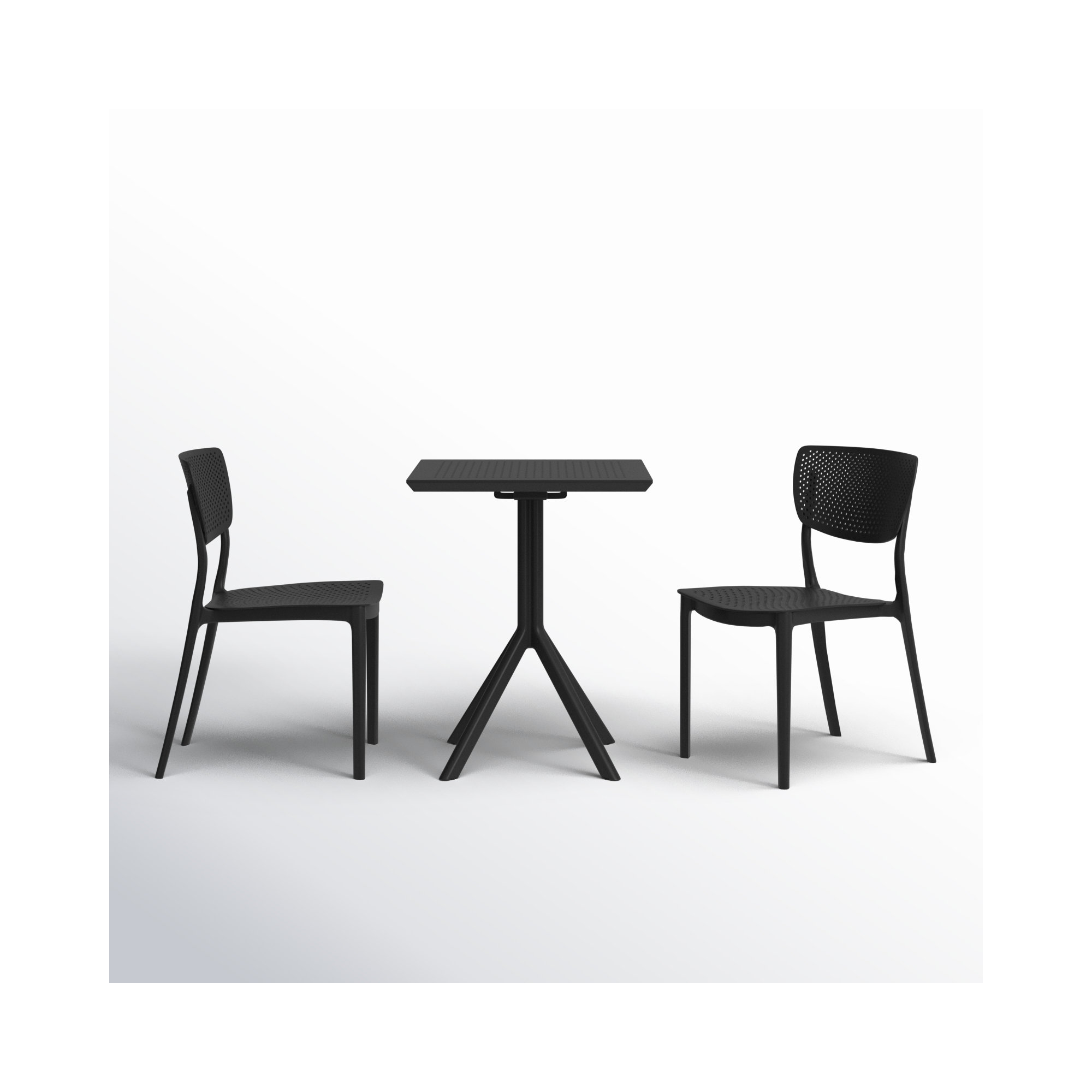 Farrah 31" Square 2-Person Bistro Set, Black, 23.6" D x 23.6" W x 29.5" H