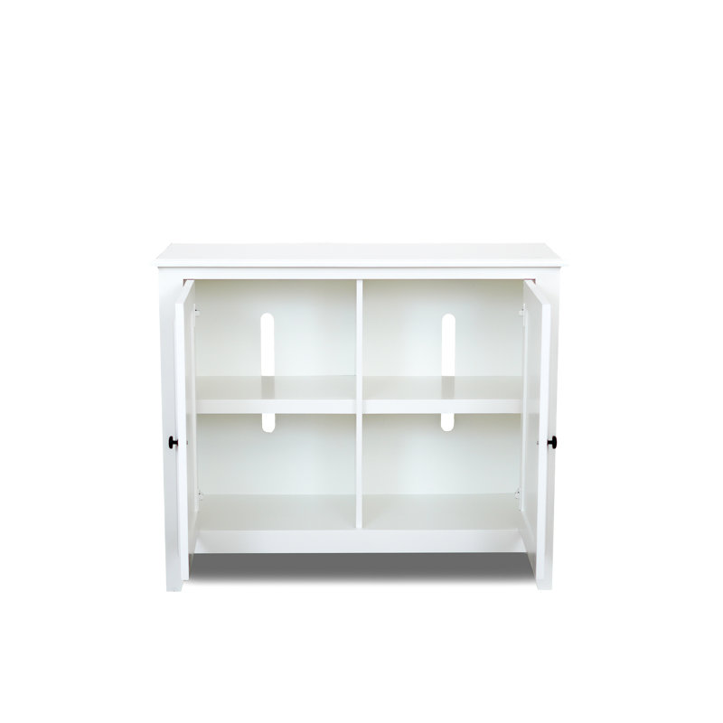 42″ Wide Farmhouse Storage Cabinet with 2 Doors and Interior Shelves for Dining or Entryway Use, White