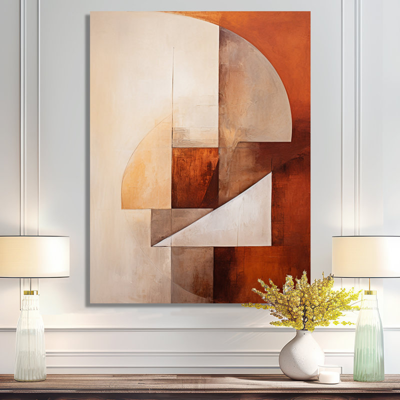 «Elemental Brown Triangle - Abstract Collages», art mural, H 32 po x l 16 po x P 1 po, Toile tendue