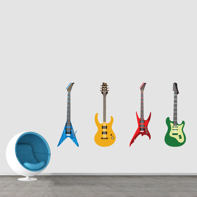 Décalcomanie murale guitares électriques, H 48 po x l 16 po