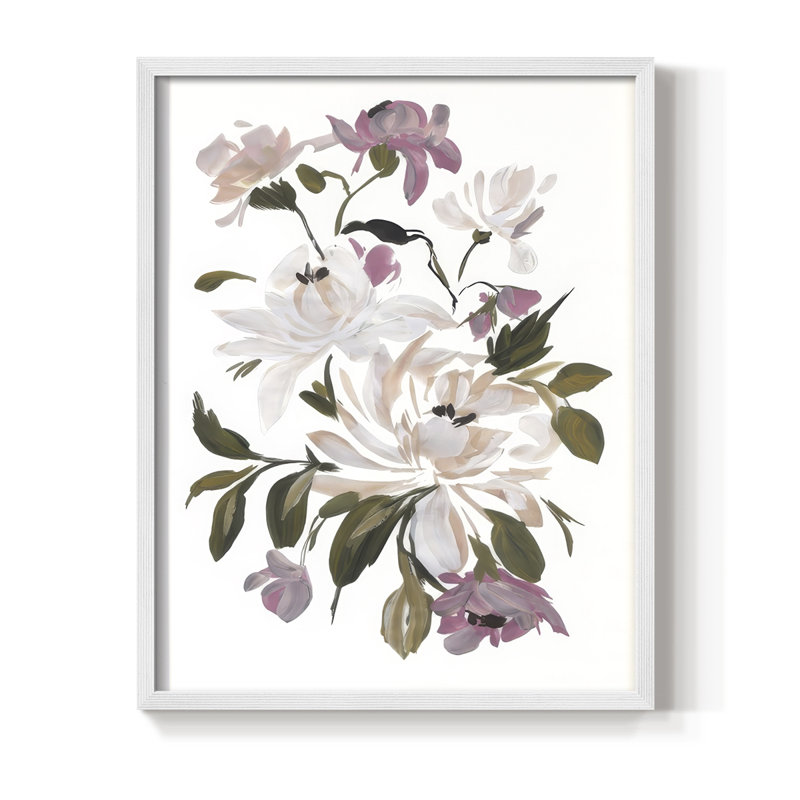 Spring Fling Bouquet V Framed Print - Solid Wood, 15" H x 12" W, White