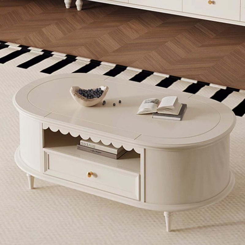 Cream style design solid wood coffee table