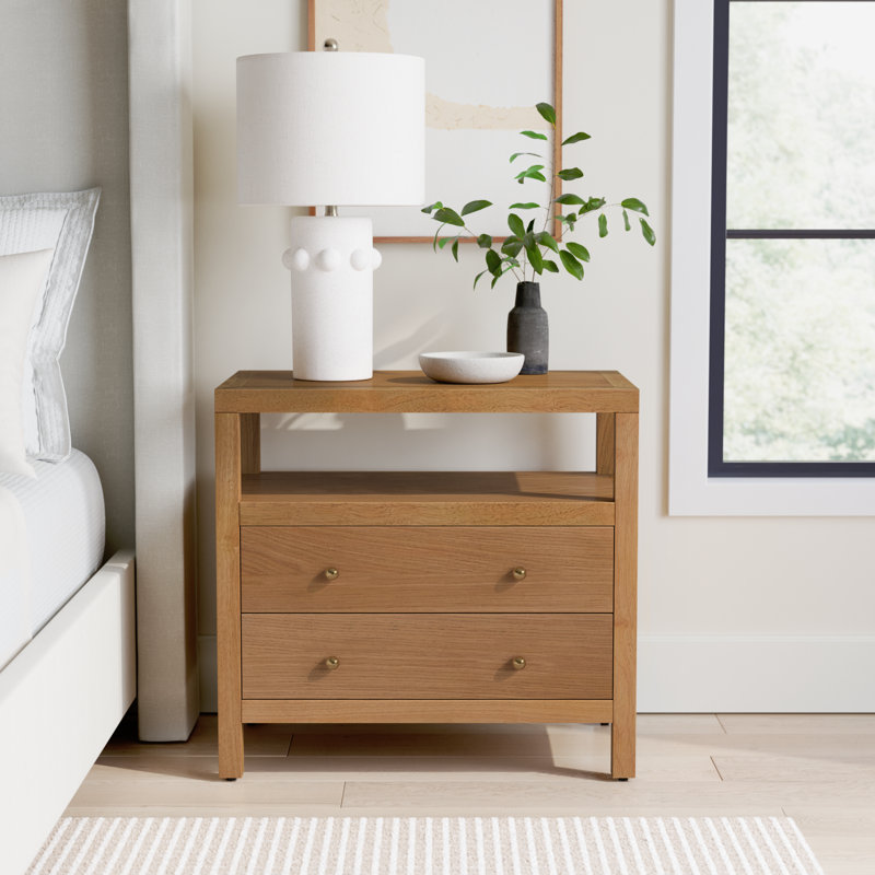 Celine 28" 2-Drawer Nightstand, Natural