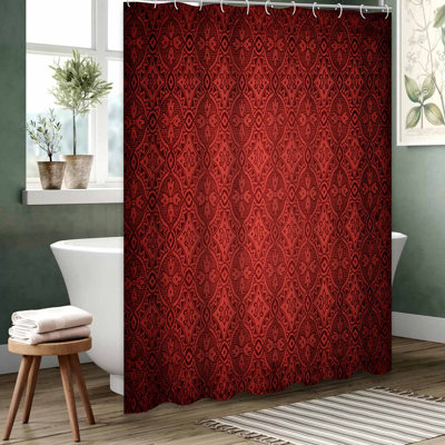 Rideau de douche rouge imperméable, rideaux de douche pour la salle de bain avec 12 crochets