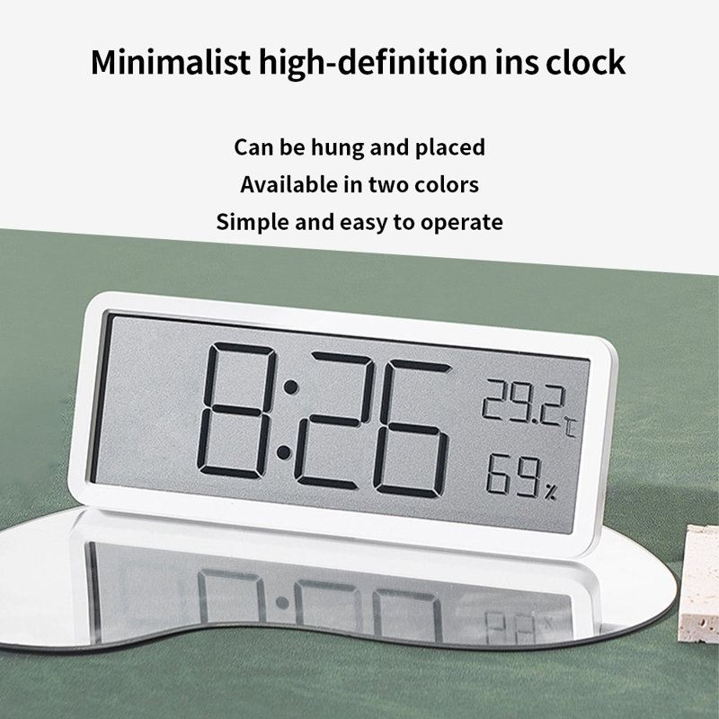 Digital Alarm Clock Lcd Display Multifunctional Temperature Humidity