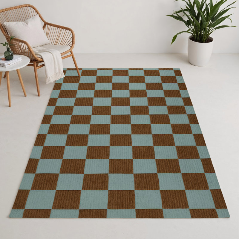 Tapis d'intérieur et d'extérieur à carreaux gris, Rectangulaire 3 pi x 5 pi