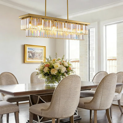 Lustre moderne moderne avec cristaux K9 authentiques, plafonnier doré à intensité variable 12 lumières pour la salle à manger, le salon et l'îlot de cuisine