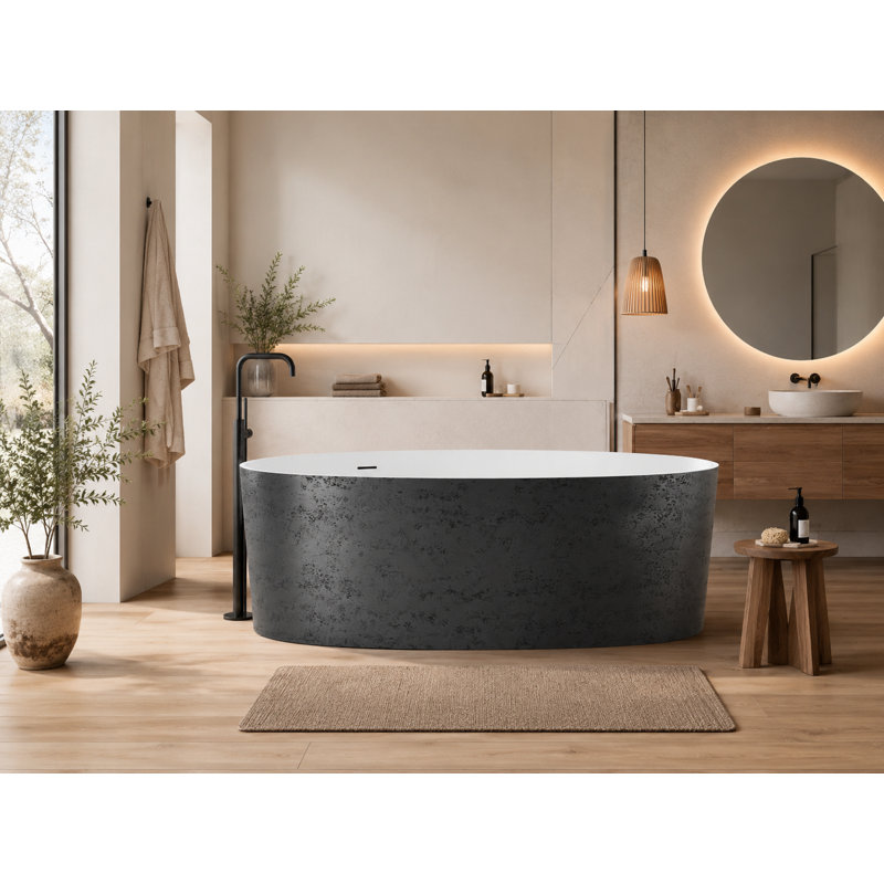 Baignoire autoportante 58,9 po, Noir / blanc