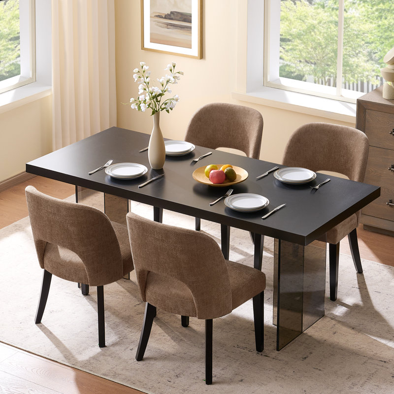 47cm H Upholstered Upholstered Back Side Chair, Brown