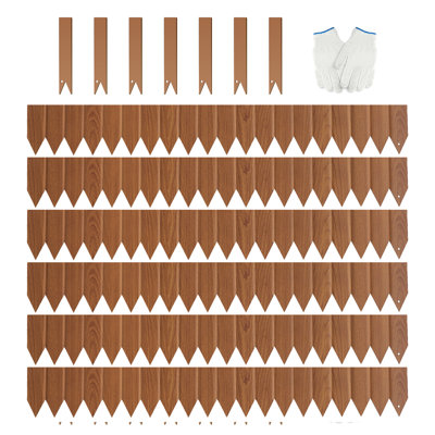 Metal Landscape Edging With Wooden Texture - 6 Pack Heavy Duty Hammer-in Garden Border, No-dig Design
