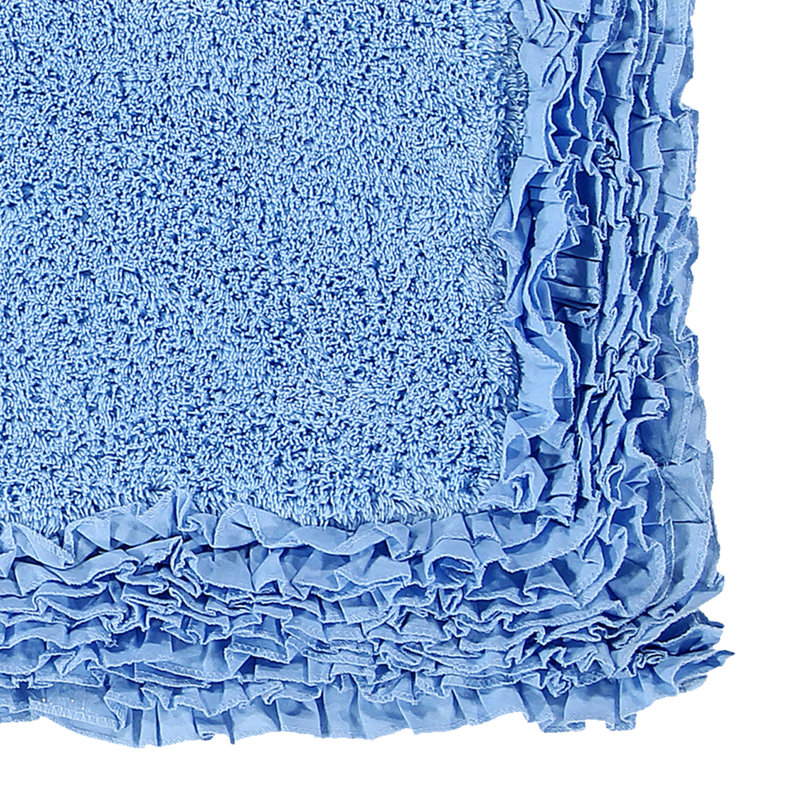 Courson Premium 100% Cotton 1775 GSM 5-Piece Bath Rug Set, OEKO-TEX® Certified, Non-Slip Spray Latex Backing, Plush Tufted Ruffle Pattern, Super Absorbent, Machine Washable Bathroom Rugs, Blue