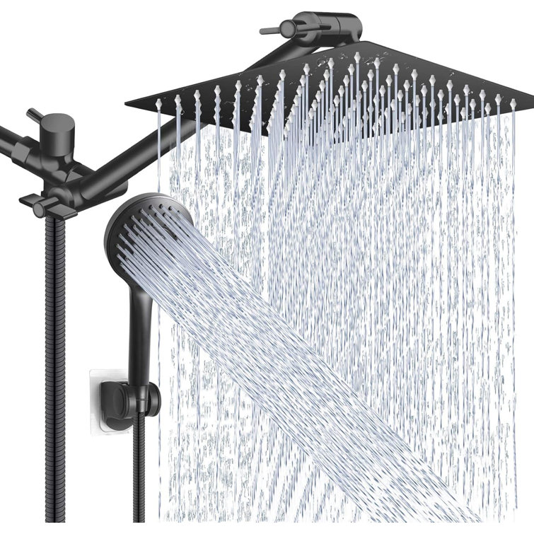 10-Inch High-Pressure Rain Shower Head Combo Set With Adjustable Arm And 5-Setting Handheld Showerhead