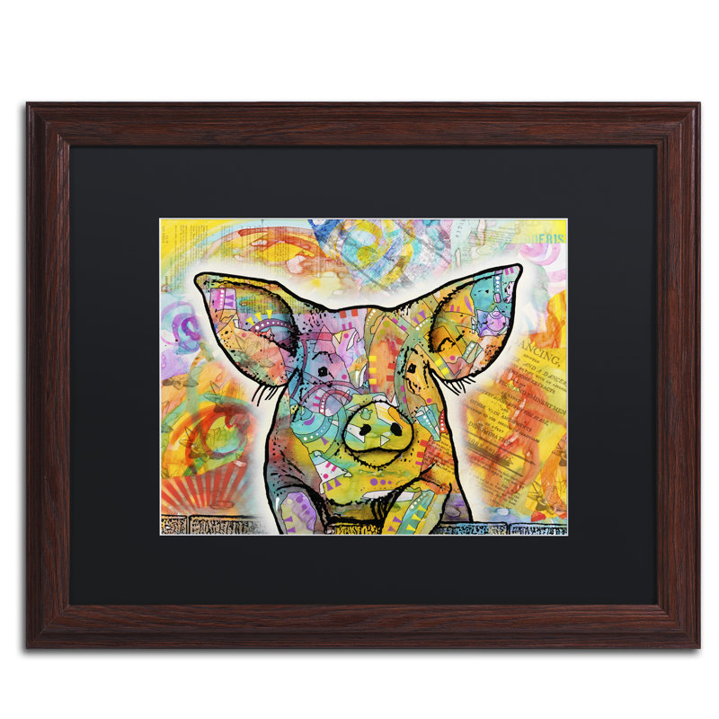 «The Pig», impression sur toile encadrée, H 11 po x l 14 po x P 0,5 po, Blanc, Cadre brun
