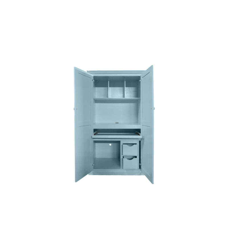 Bureau armoire en bois massif Breeda, Aqua captivant