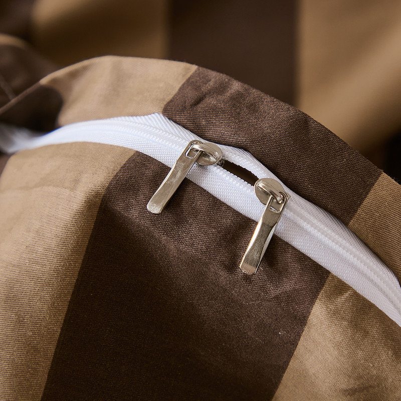 Ensemble d'édredon à rayures brunes très grand, ensemble d'édredon 100% coton naturel, literie réversible kaki brun pour toutes les saisons