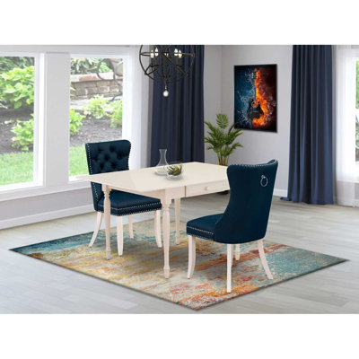 3-Piece Mahogany Finish Rectangular Solid Wood Top with Dropleaf Dining Table Set