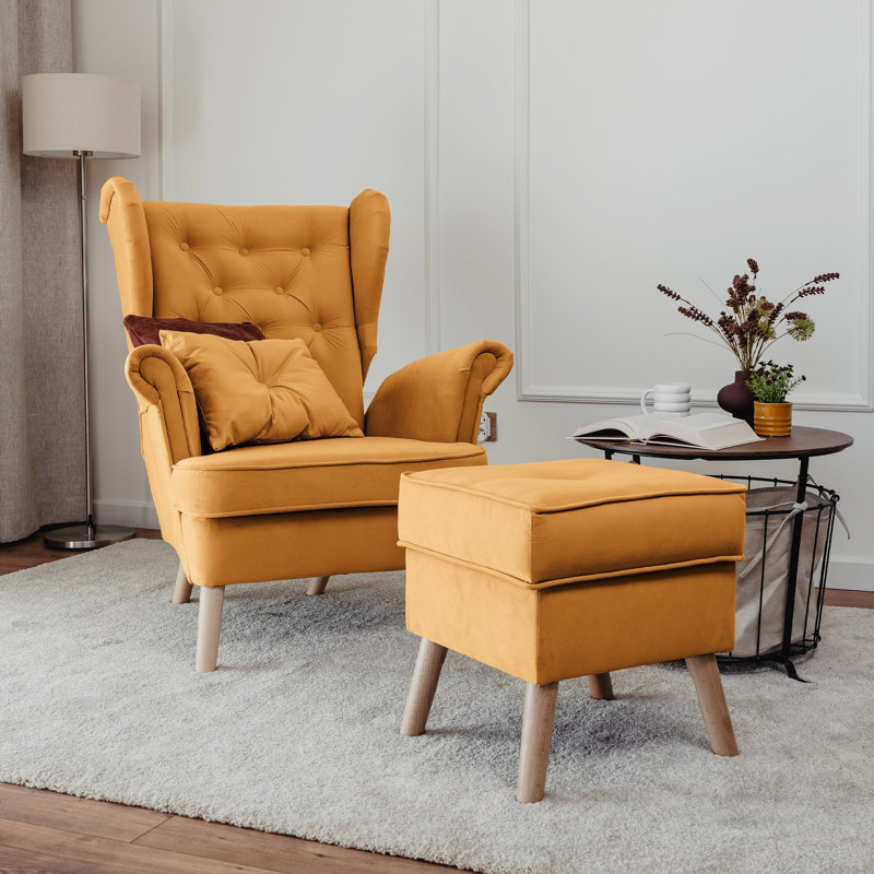 Upholstered Armchair, Yellow