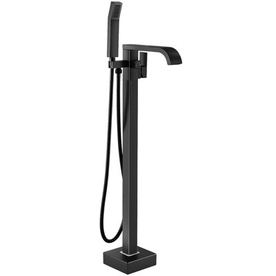 Free Standing Tub Faucet Floor Mount Tub Filler Bathroom Faucet Single Handle with Hand Shower