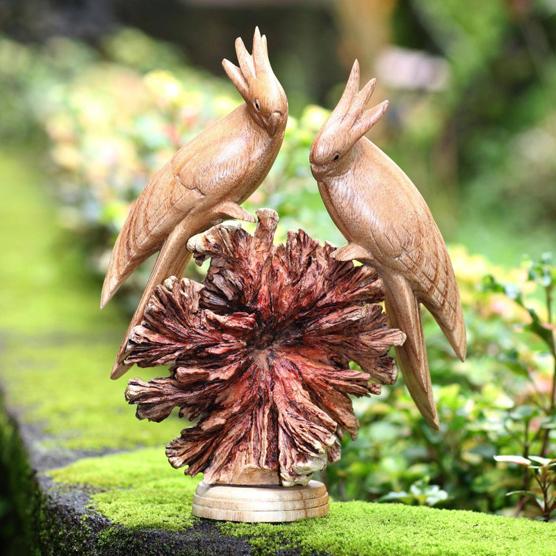 Couple de cacatoès, sculpture sur bois Bay Isle Home ™