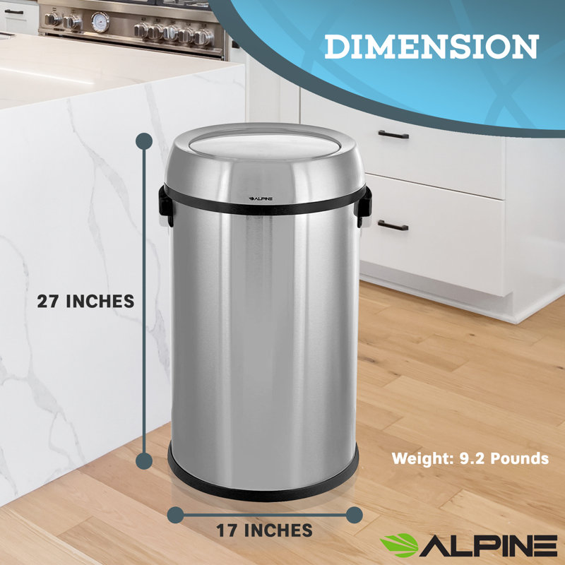 Poubelle à couvercle pivotant en acier inoxydable 17 gallons
