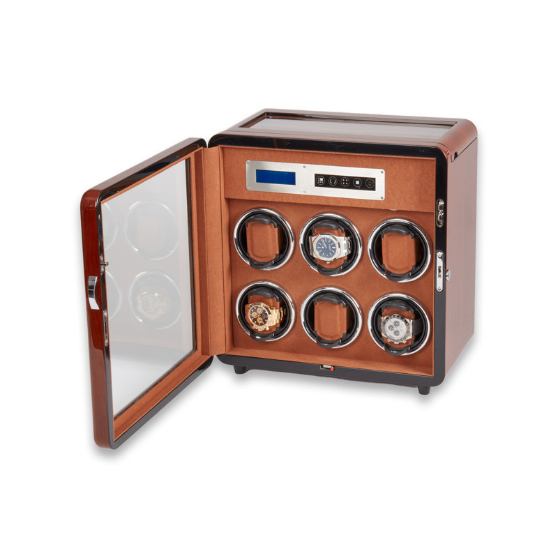 Monty Dark Brown Wood Lockable Watch Winder and Storage Case