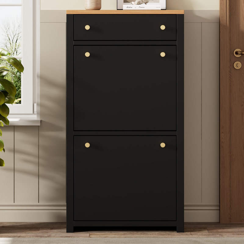 8 Pair Shoe Storage Cabinet, Black
