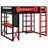Space-Saving Loft Bed with Desk, Shelves, Power Outlet & RGB Light-1978471607