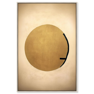 «Odd Moon», toile élégante blanche et dorée par Art Remedy