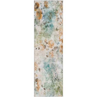 Premium Machine Washable Prisco Teal Rug