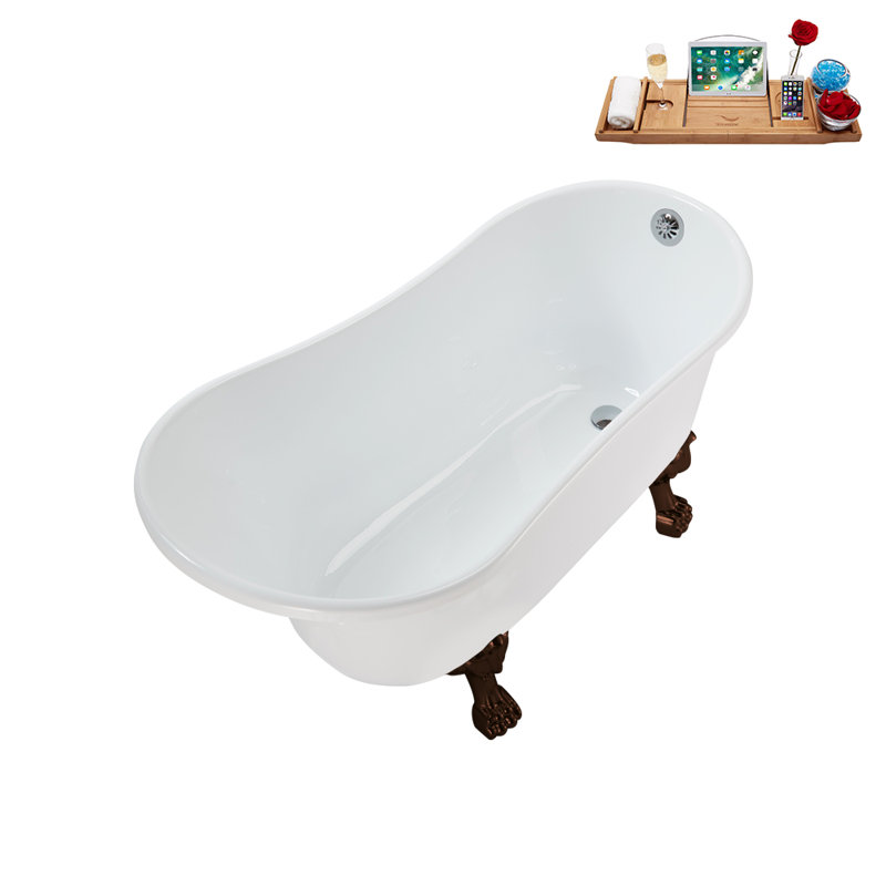 51.2'' x 25.6'' Soaking Acrylic Bathtub, Matte Oil Rubbed Bronze, Polished Chrome