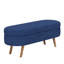 Banc de rangement ovale bleu 43,5 po x 16 po x 16 po, pieds en bois d'hévéa, repose-pieds et siège alternatifs, espace, assemblage simple, ornement en tissu plissé, - Matériau avec housse, ou fonction, caractéristique, rapide