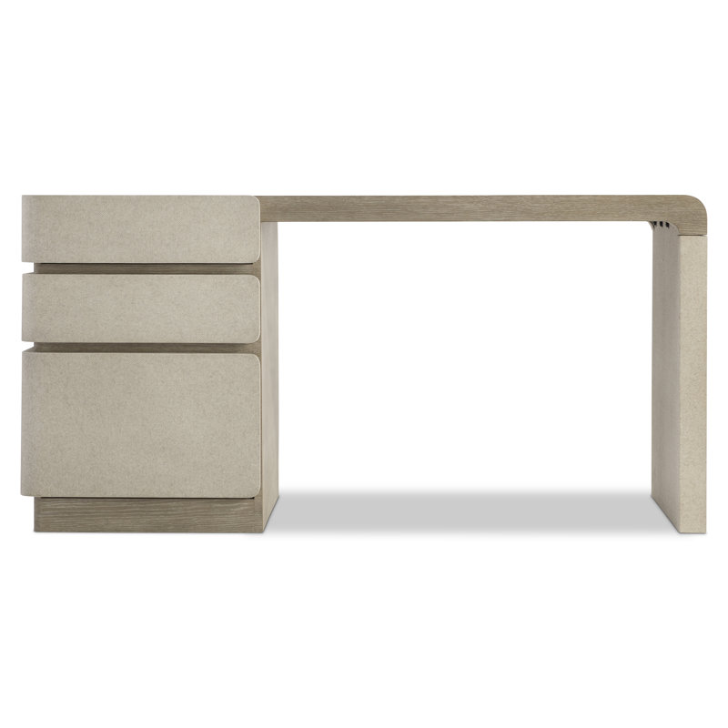 Gray Wood Transitional Writing Desk with Three Drawers