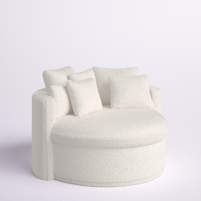 Mae Modern Accent Chair, Ivory Polyester