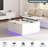White High Gloss Square Lift Top Coffee Table with LED & Flip Lid - Modern Small Coffee Table with Drawer for Living Room-884663790