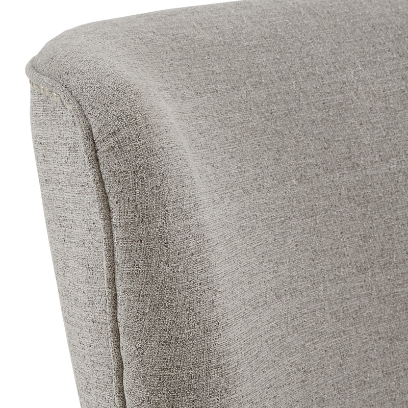 Fauteuil à oreilles et repose-pieds en lin Caistance 77,47 cm de large, Mélange de polyester gris